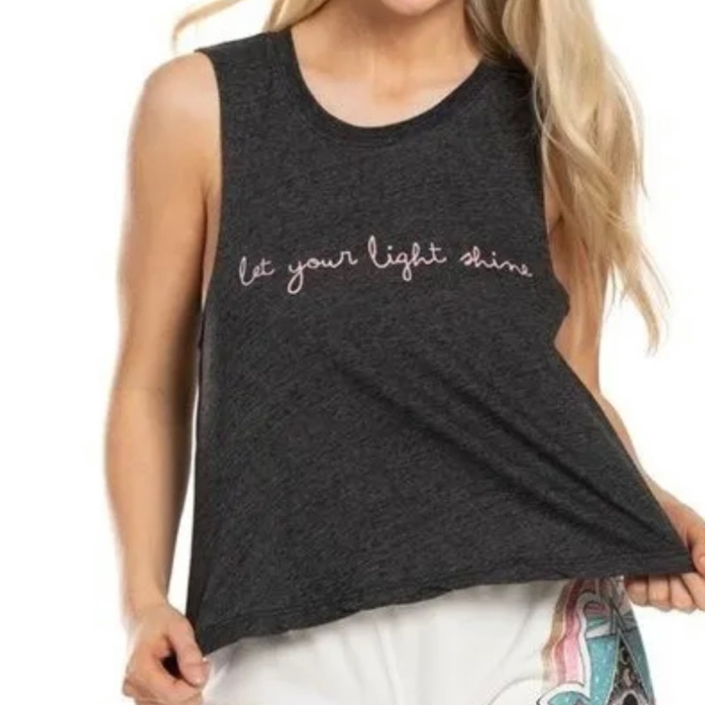 NWOT $48 Spiritual Gangster | Let Your Light Shine | Lightweight Crop Top Gray